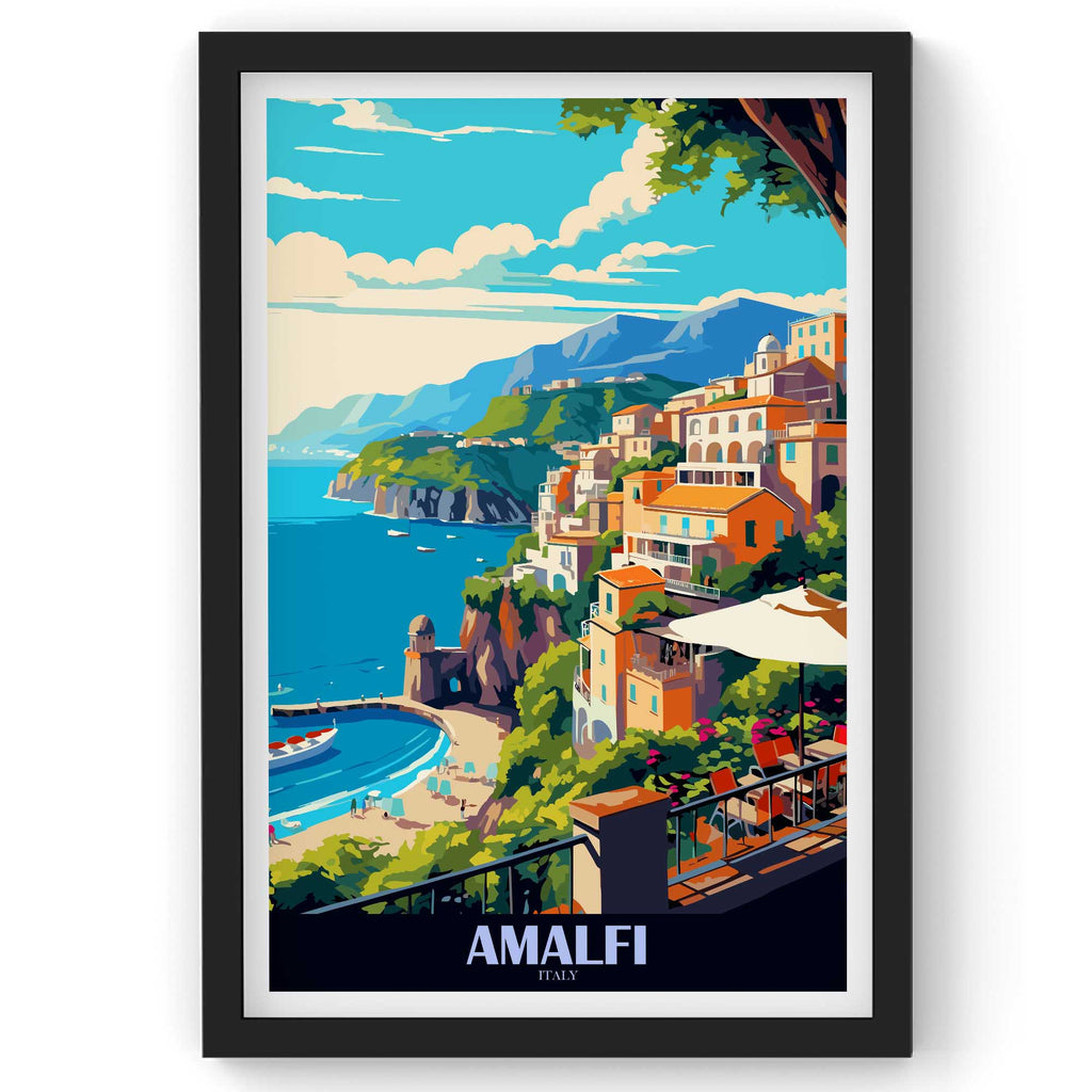 Amalfi City wall Art, Italy Travel Print, Vintage Travel Poster, Country Poster, Country Print