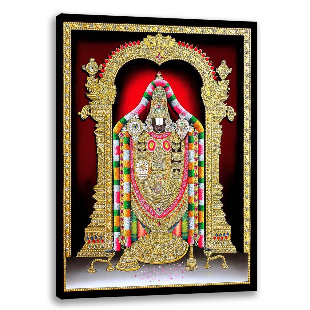 Tirupati Balaji-Canvas Art, God Art, Indian Traditional Art, Cultural Gift, Tribal Artwork