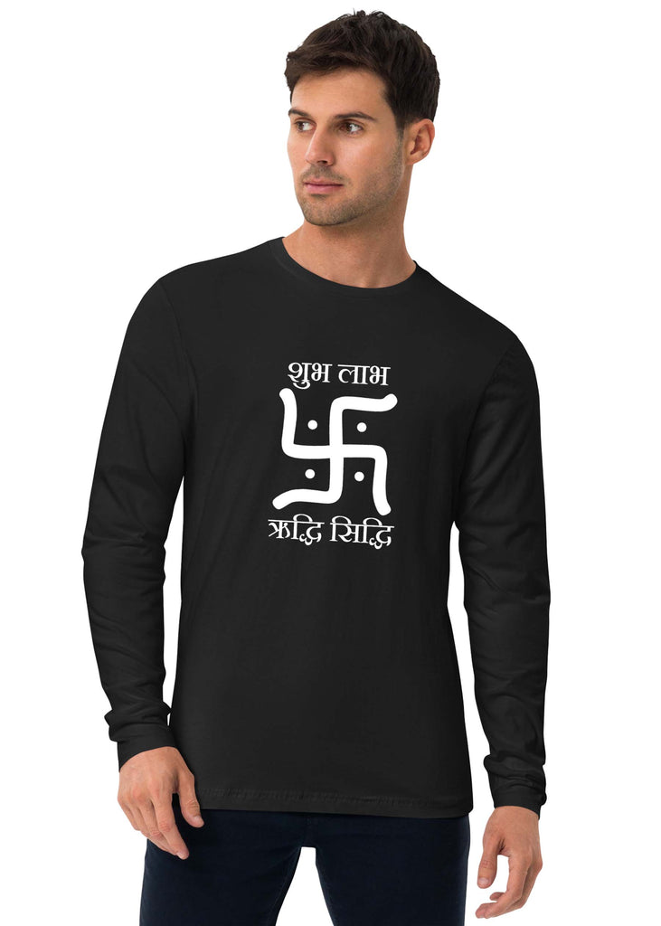 Swastika - Subh Laabh, Sanskrit Full Sleeve T-shirt, Sanjeev Newar®
