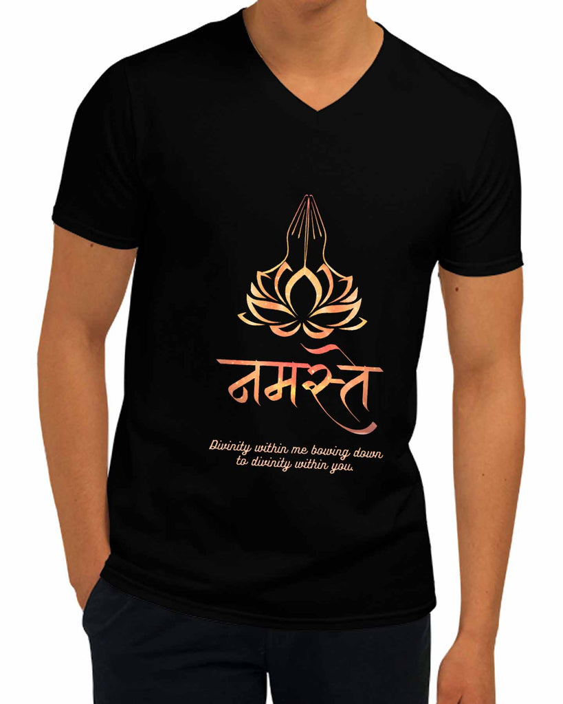Namaste | V Neck, Sanskrit T-shirt, Sanjeev Newar®