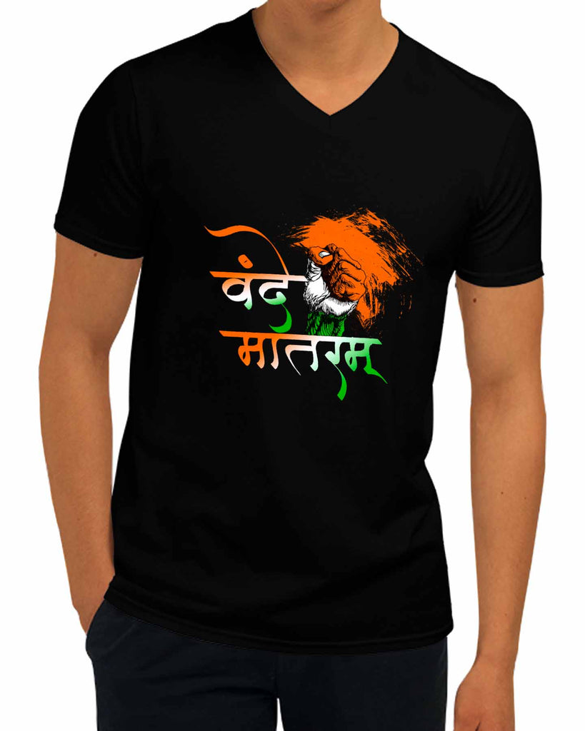 Vande Mataram | V Neck, Sanskrit T-shirt, Sanjeev Newar®