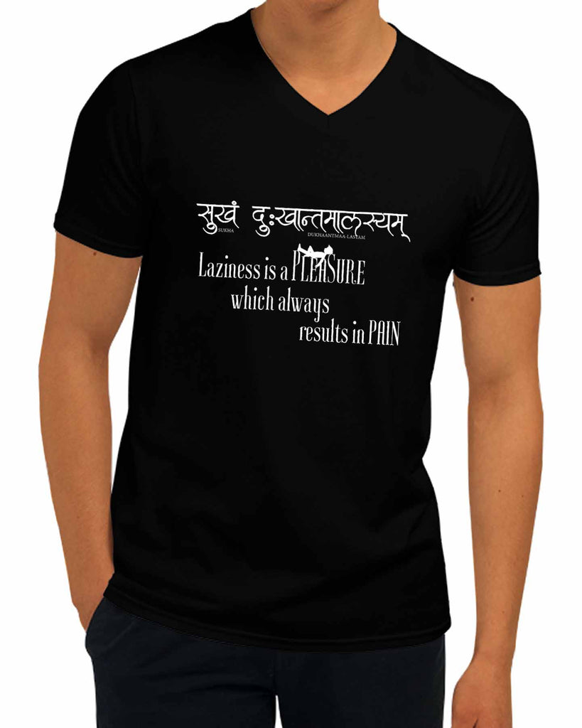 Laziness is a Pleasure | V Neck, Sanskrit T-shirt, Sanjeev Newar®
