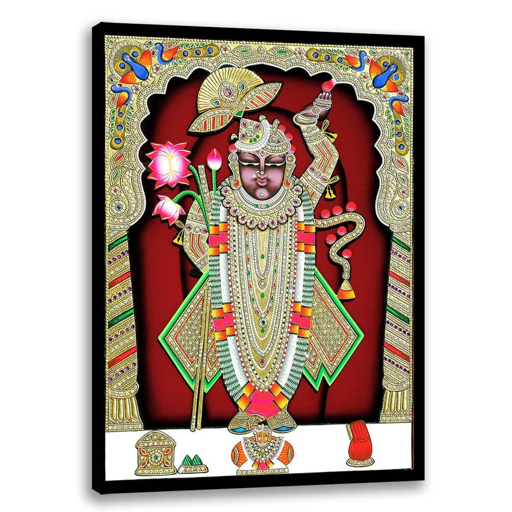 Red Shreenathji, God Art, Indian Traditional Art, Cultural Gift, Tribal Artwork