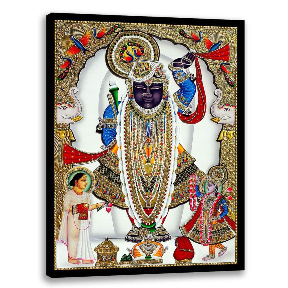 Shreenathji Darshan 4, God Art, Indian Traditional Art, Cultural Gift, Tribal Artwork