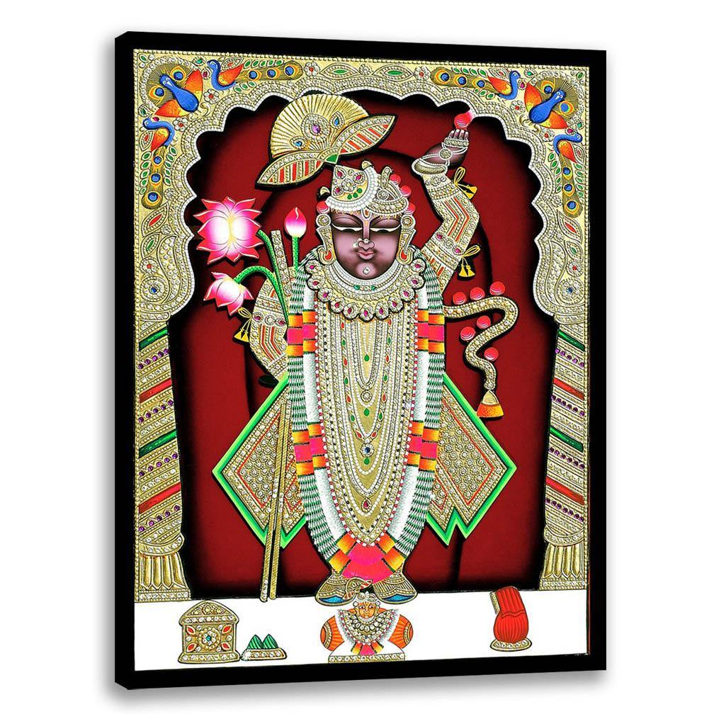 Shreenathji Darshan 3, God Art, Indian Traditional Art, Cultural Gift, Tribal Artwork