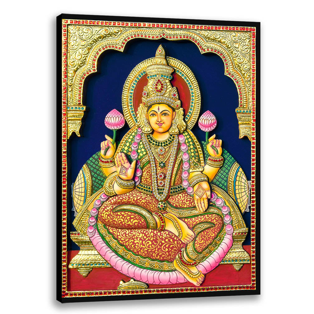 Maa Lakshmi Tanjore Art, 3D Effect, Tanjore Wall Art, Tanjore Hindu God Art