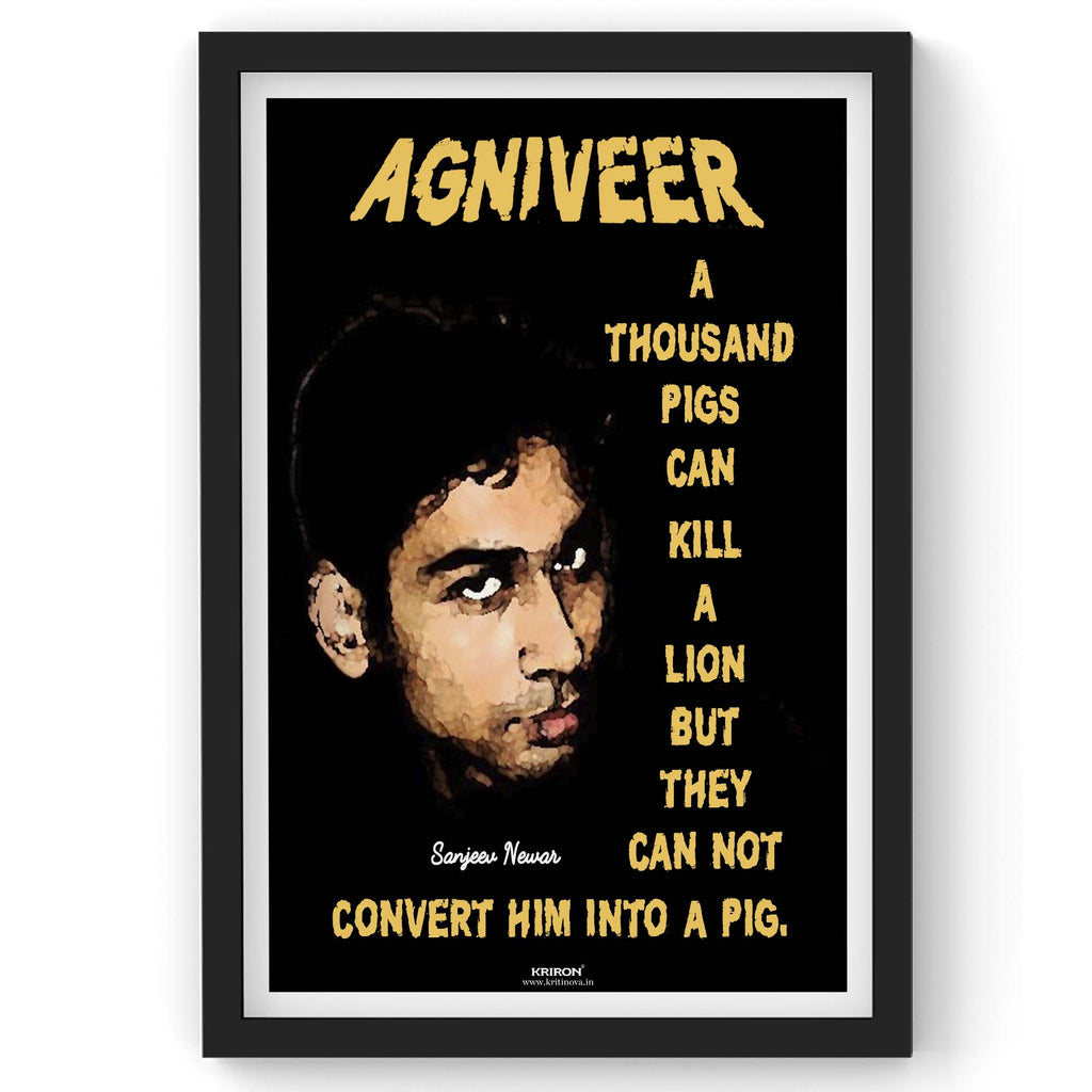 A thousand pigs can kill a lion, Inspirational Quote Wall Art, Sanjeev Newar Quote