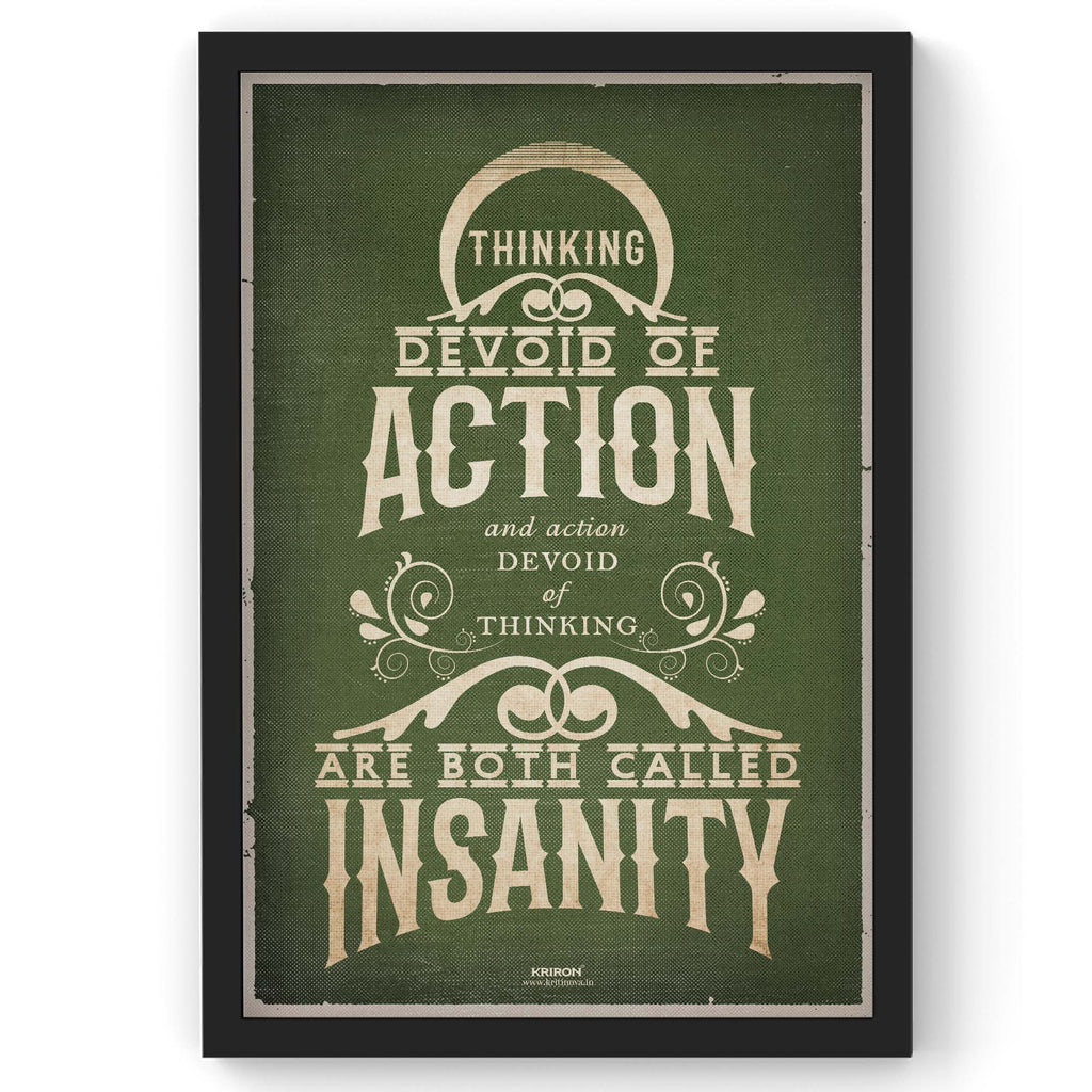 Thinking devoid of Action, Inspirational Quote Wall Art, Success Quote, Motivational Quote Poster