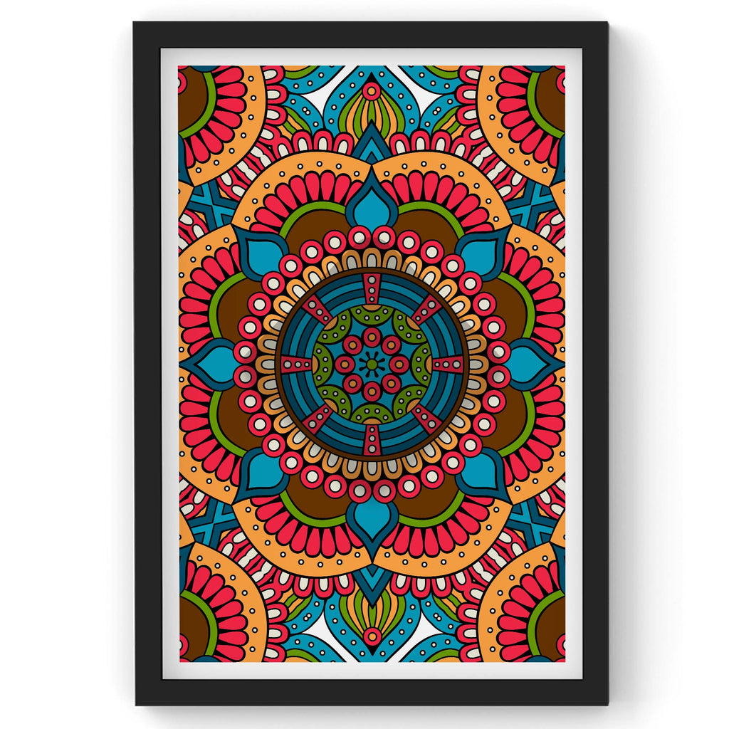 Seamless Red Pattern with Mandala | Framed