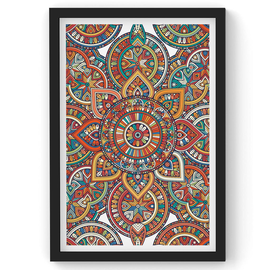 Seamless White Pattern with Mandala | Framed
