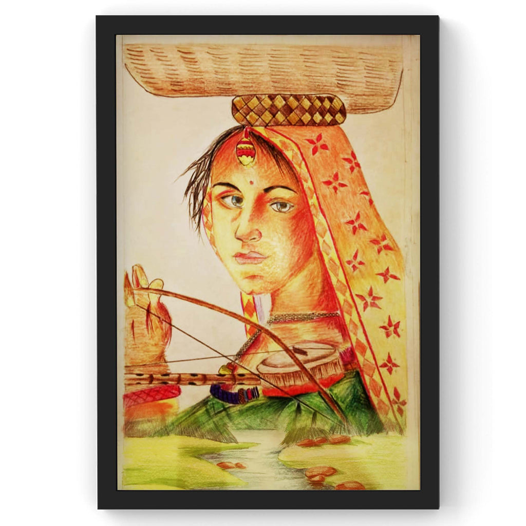 Indian Village Woman | Framed