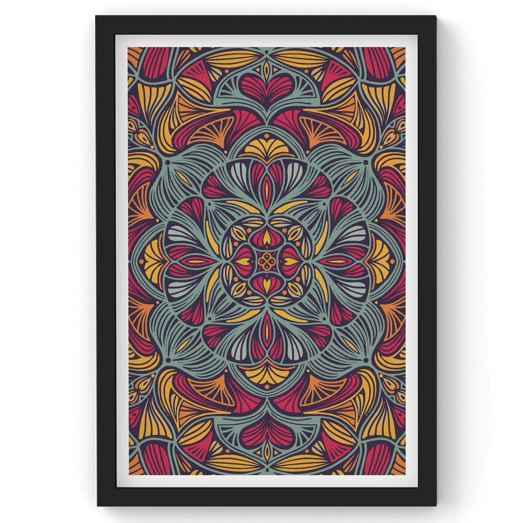 Colorful Floral Mandala | Framed