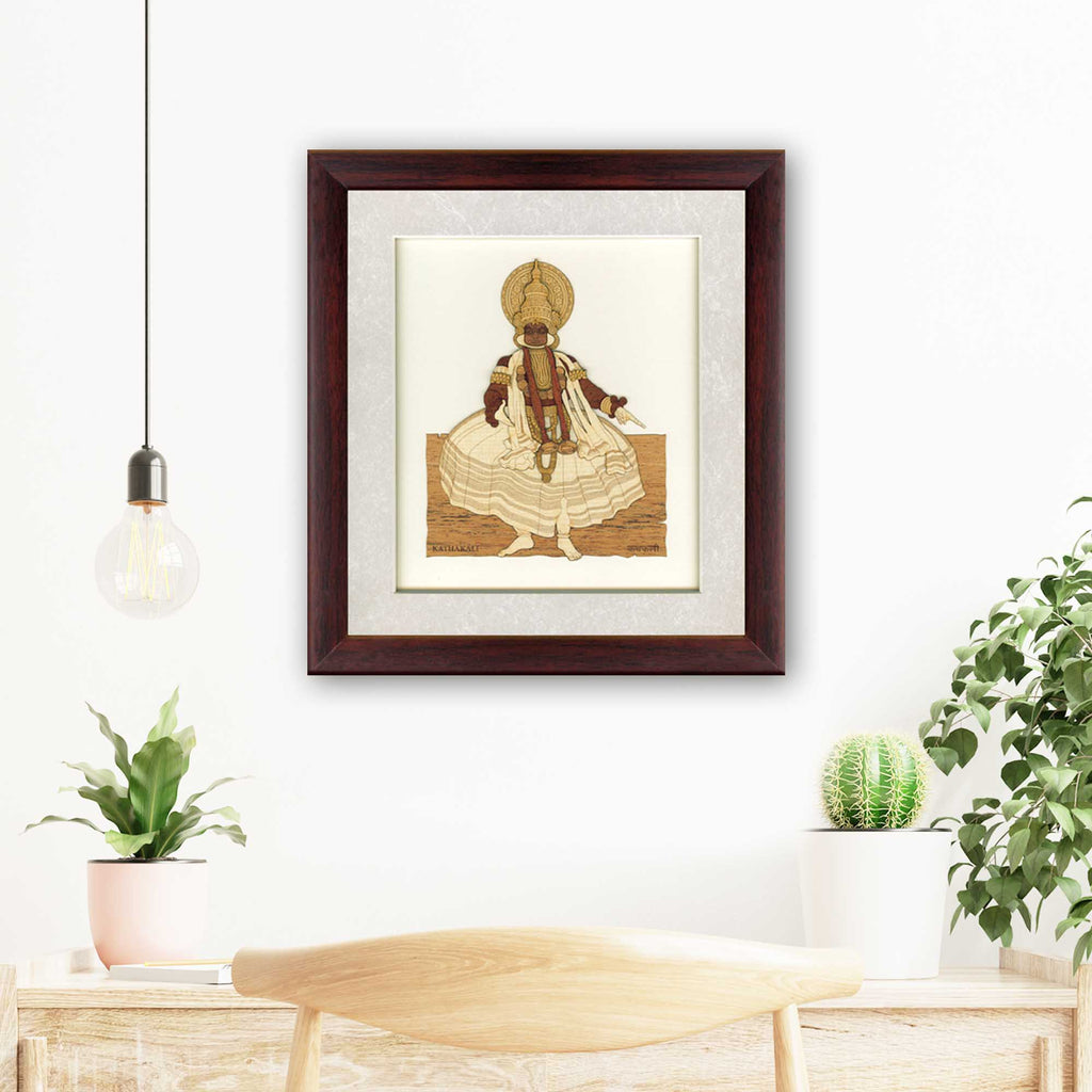 Kathakali Wood Carving Wall Art, Wood Carving Frame, 3D Wall Art