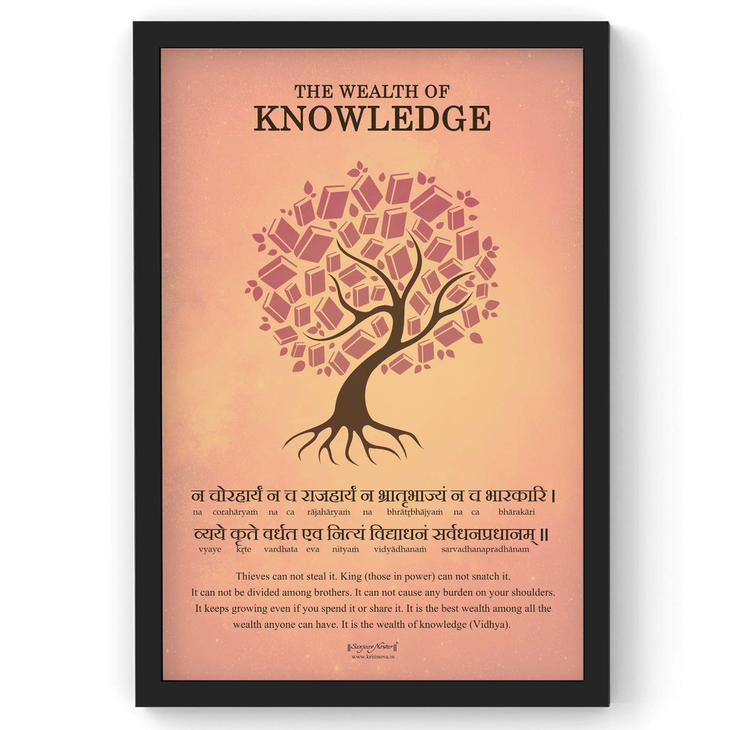 Wealth of Knowledge, Sanskrit Wall Art, Sanskrit Mantra Wall Art, Inspiring Sanskrit Verse, Sanskrit Shloka, Sanskrit Poster