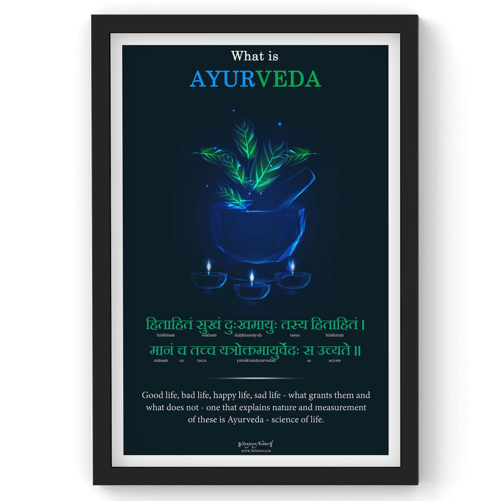 What is Ayurveda, Sanskrit Wall Art, Inspiring Sanskrit Quote, Health Wall Decor, Sanjeev Newar® | Framed