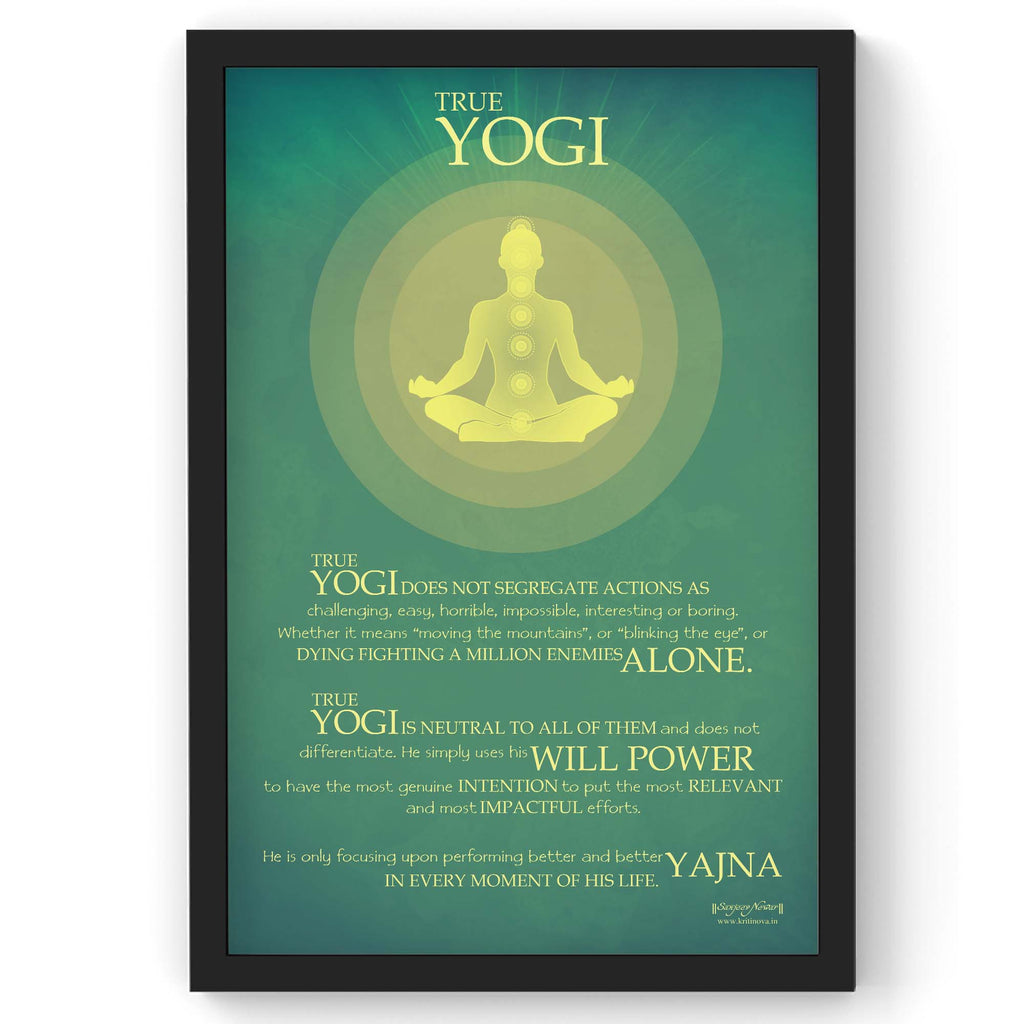 Who is true Yogi ?, Sanskrit Wall Art, Inspiring Sanskrit Quote, Sanjeev Newar® | Framed