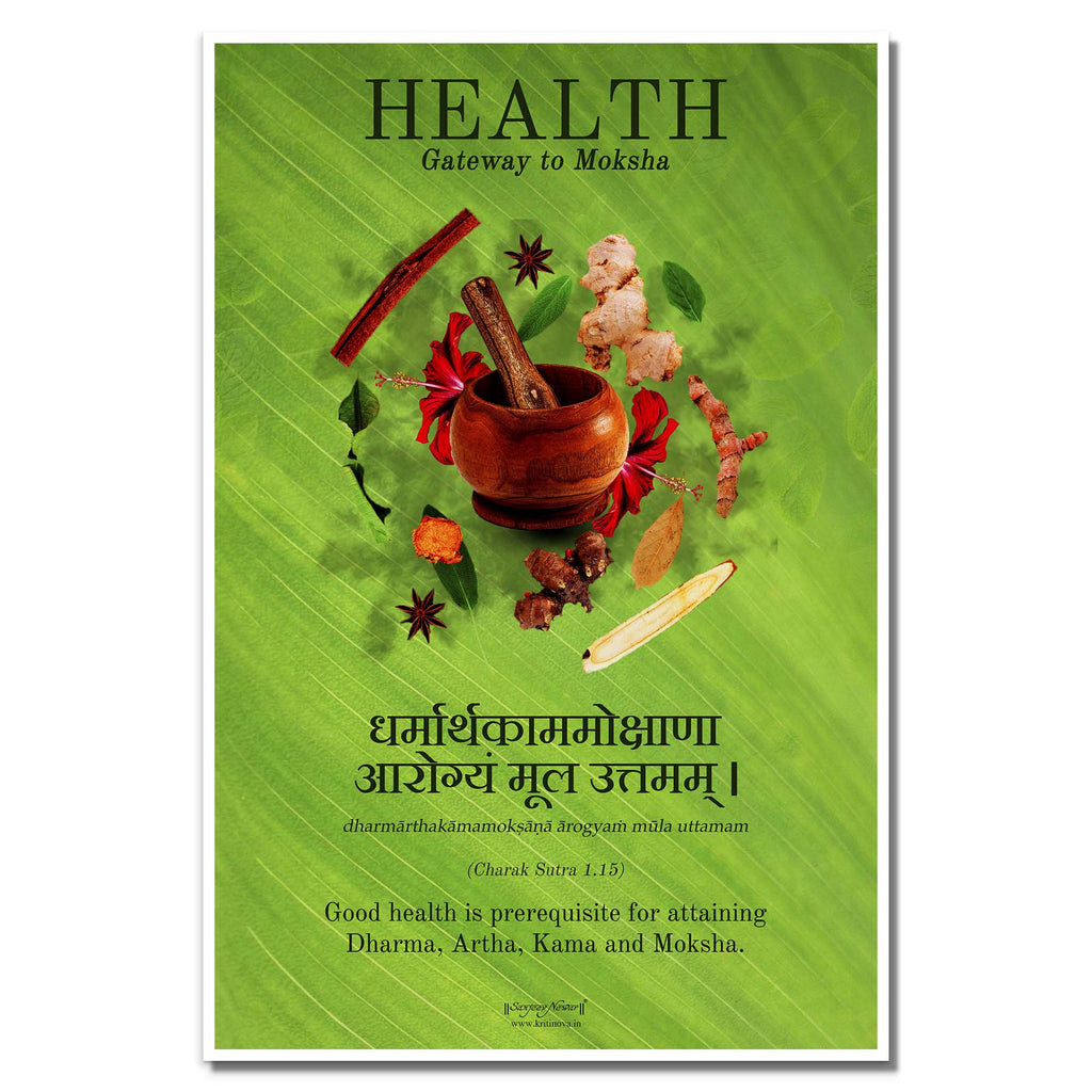 Health – The Prerequisite, Ayurveda Wall Art, Sanskrit Wall Art, Sanskrit Teacher Gift, Sanskrit Student Gift, Inspiring Sanskrit Quote