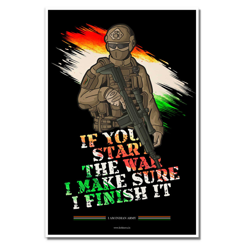 I will finish the War Quote Poster, Indian Army Poster, Armed Forces, Bravehearts, Aazadi Ka Amrit Mahotsav Poster, Gift for Soldiers, Gift for Veterans