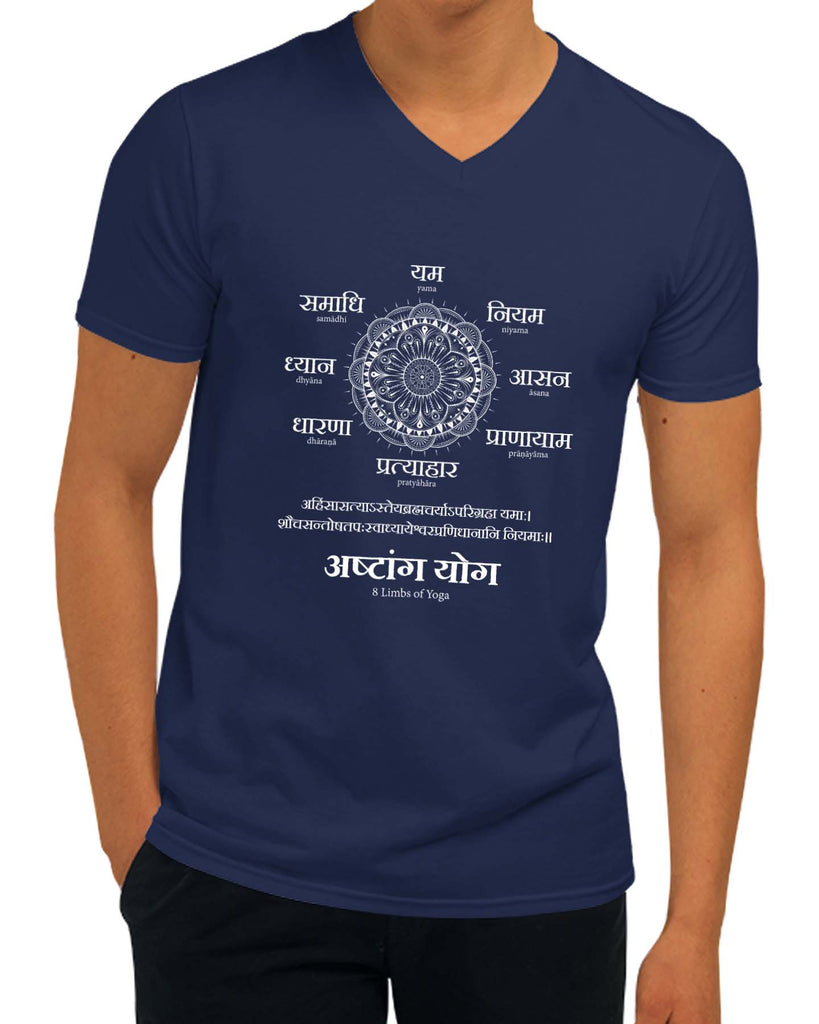 Ashtang Yoga | V-Neck, Sanskrit T-shirt, Sanjeev Newar®