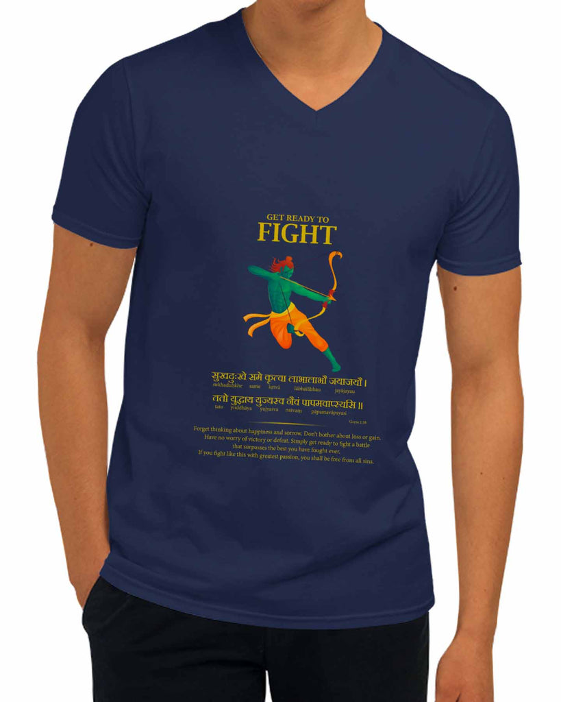 Get Ready to Fight | V Neck, Sanskrit T-shirt, Sanjeev Newar®