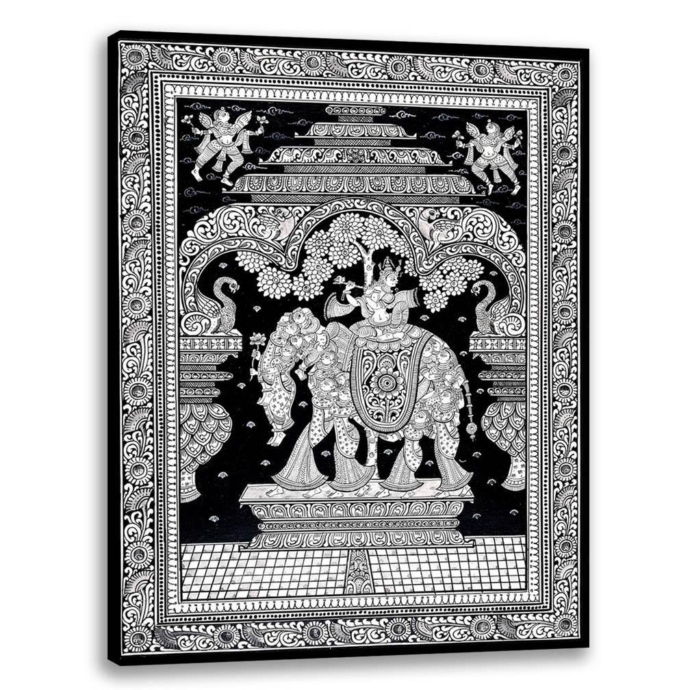 Black Lady Elephant, Pattachitra Art, Indian Traditional Art, Cultural Gift, Tribal Artwork