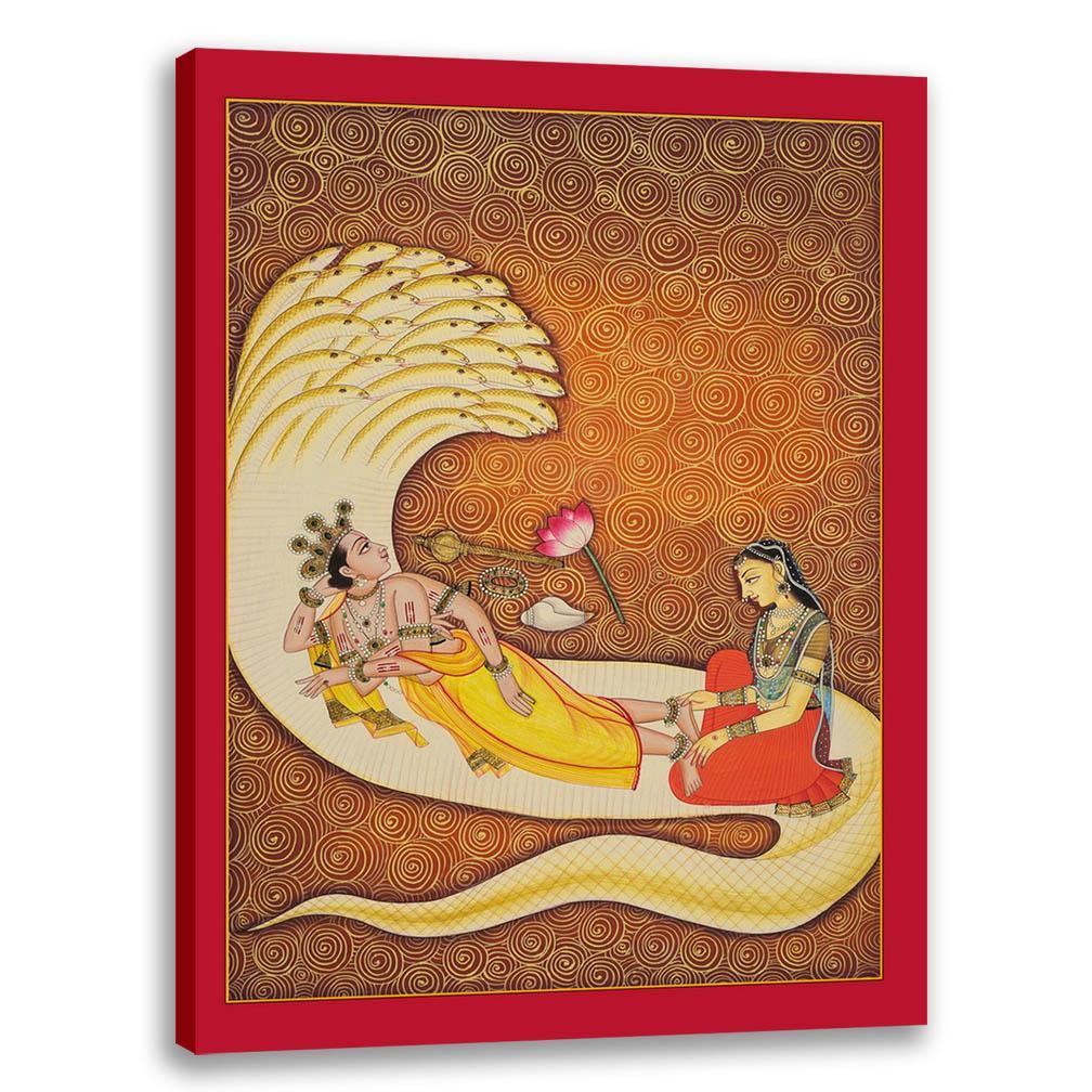 Vishnu and Lakshmi ji, Pichwai Art, Indian Traditional Art, Cultural Gift, Tribal Artwork