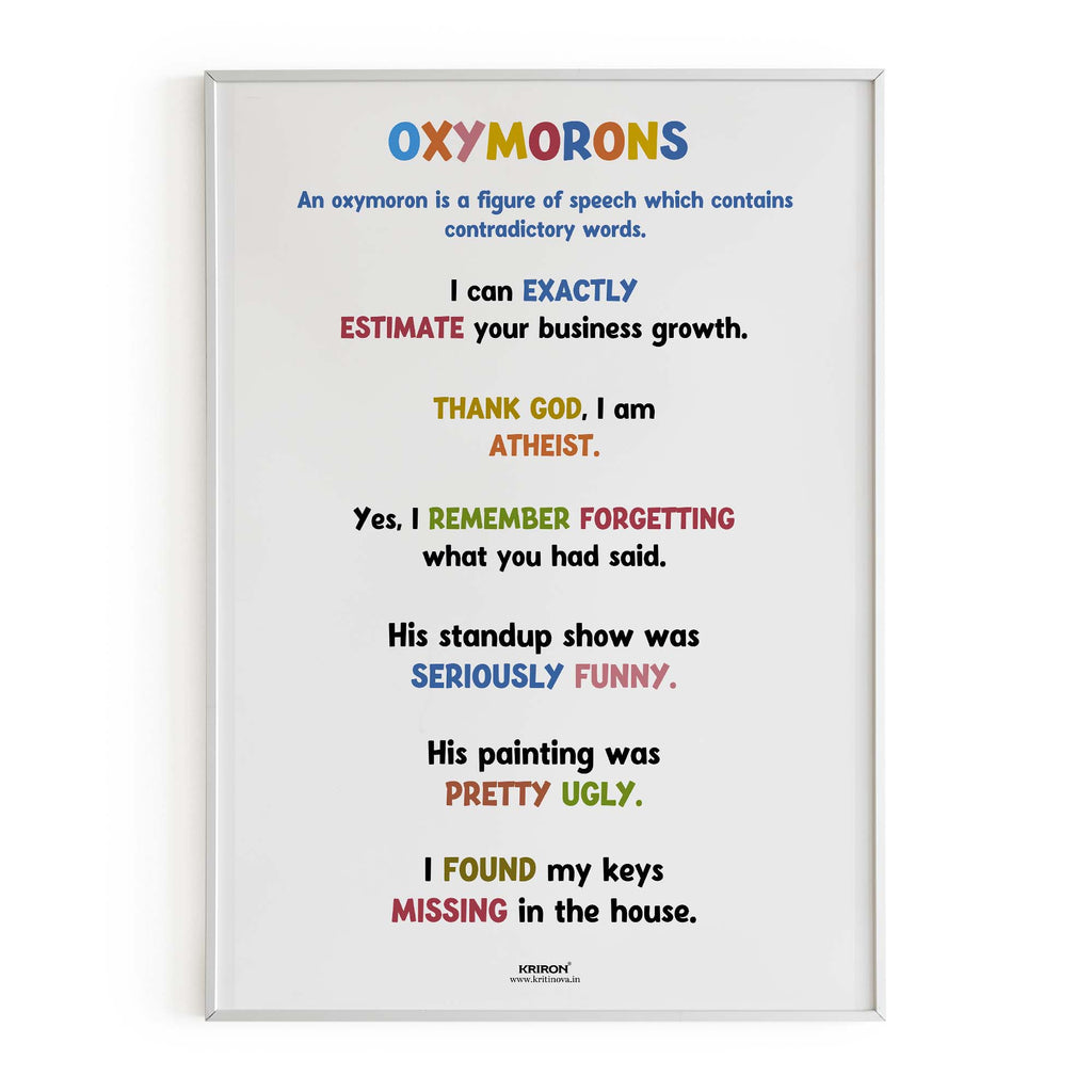 Funny Oxymoron Part 2, Educational English Poster, Kids Room Decor, Classroom Decor, Funny English Language Wall Art
