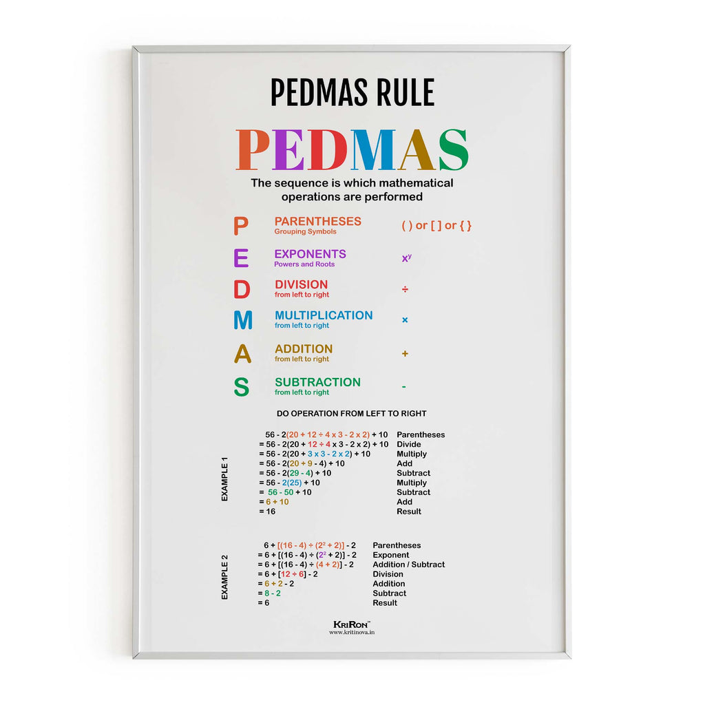 Pedmas Rule, Math Poster, Kids Room Decor, Classroom Decor, Math Wall Art
