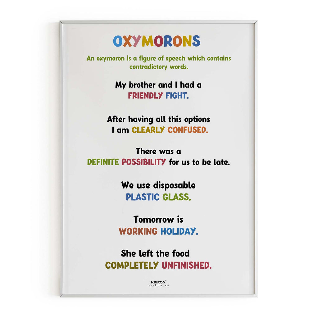 Funny Oxymoron Part 4, Educational English Poster, Kids Room Decor, Classroom Decor, Funny English Language Wall Art