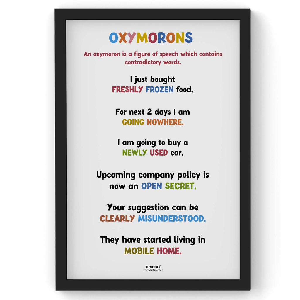 Funny Oxymoron Part 3, Educational English Poster, Kids Room Decor, Classroom Decor, Funny English Language Wall Art