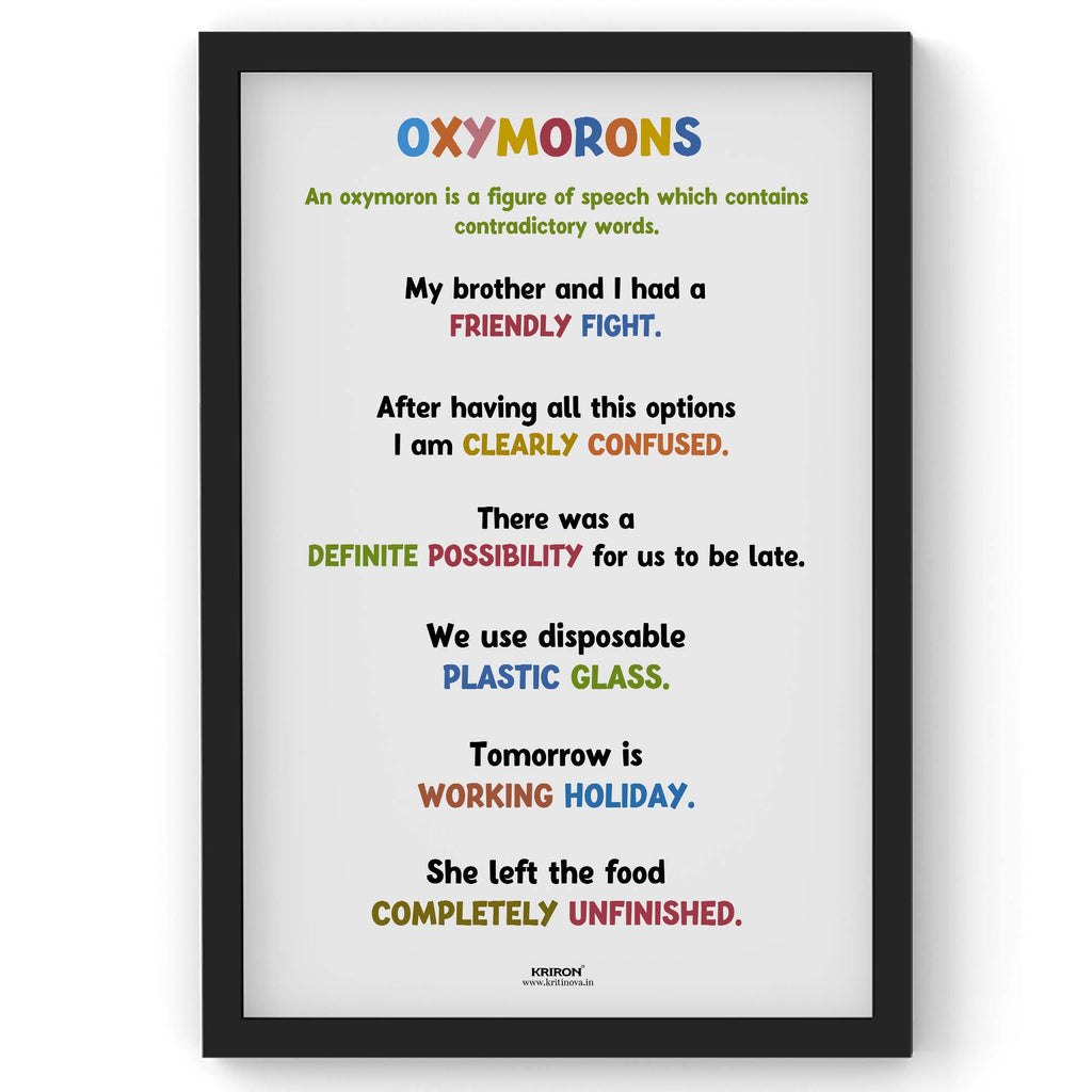 Funny Oxymoron Part 4, Educational English Poster, Kids Room Decor, Classroom Decor, Funny English Language Wall Art