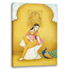Yellow Lady with Peacock - Ragini, Rajasthani Art, Indian Traditional Art, Cultural Gift, Tribal Artwork