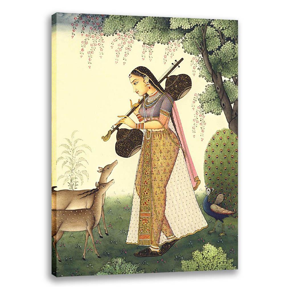 Musical Lady - Ragini, Rajasthani Art, Indian Traditional Art, Cultural Gift, Tribal Artwork