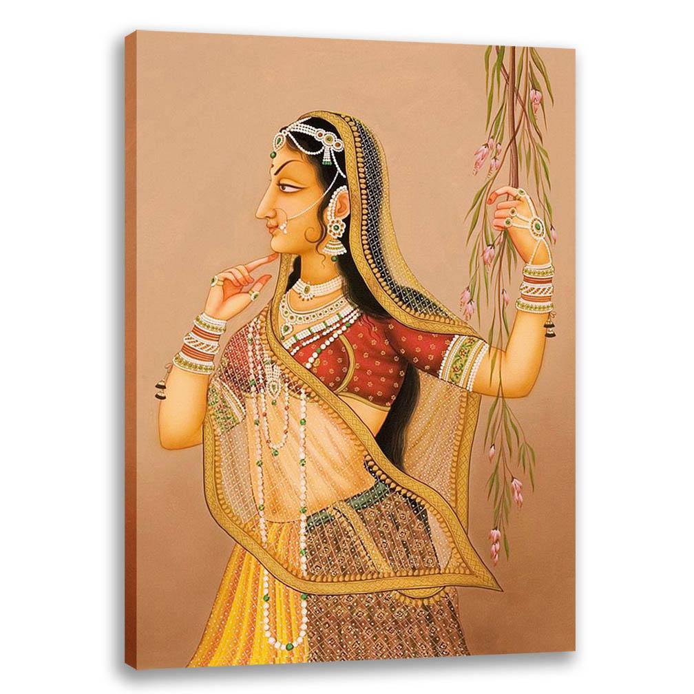 Waiting Lady - Bani Thani, Rajasthani Art, Indian Traditional Art, Cultural Gift, Tribal Artwork