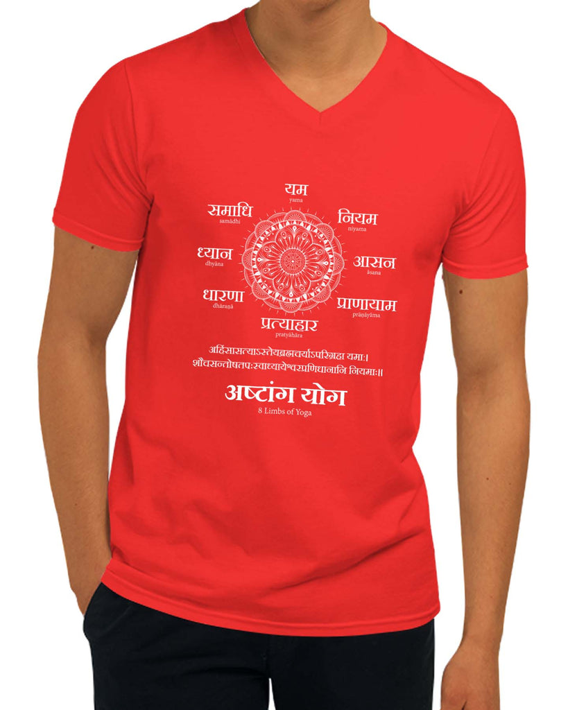 Ashtang Yoga | V-Neck, Sanskrit T-shirt, Sanjeev Newar®