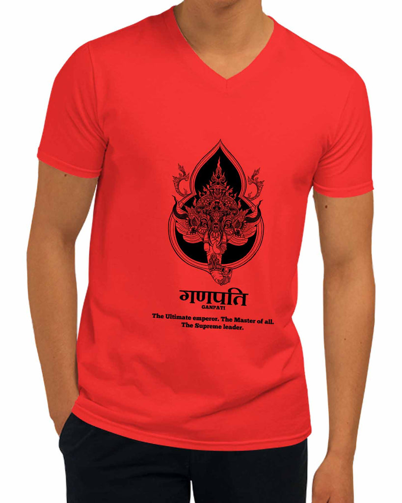 Lord Ganesha | V Neck, Sanskrit T-shirt, Sanjeev Newar®