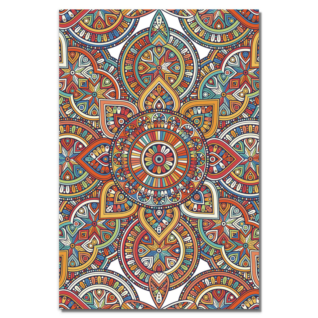 Seamless White Pattern with Mandala | Rolled