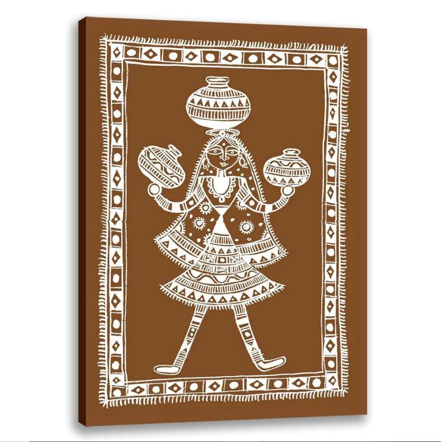 Village Lady, Warli Art, Indian Traditional Art, Cultural Gift, Tribal Artwork