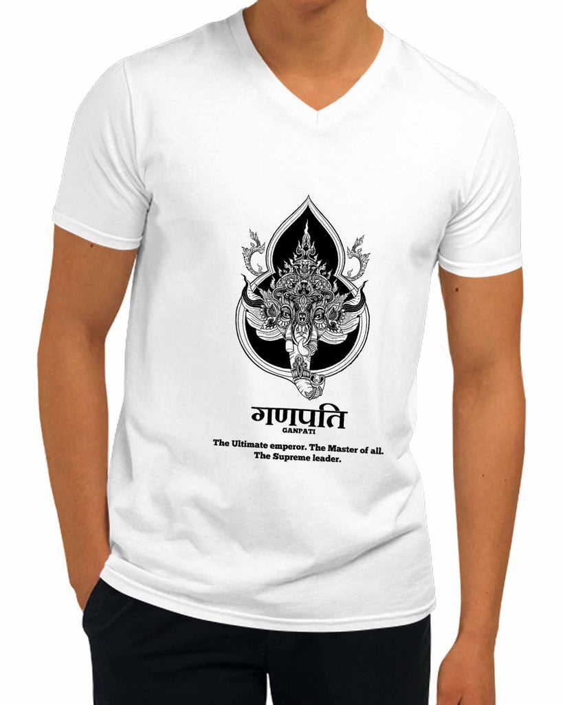Lord Ganesha | V Neck, Sanskrit T-shirt, Sanjeev Newar®