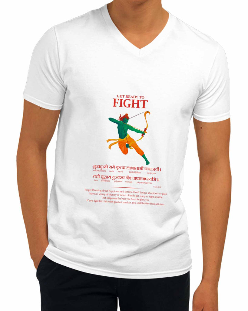 Get Ready to Fight | V Neck, Sanskrit T-shirt, Sanjeev Newar®